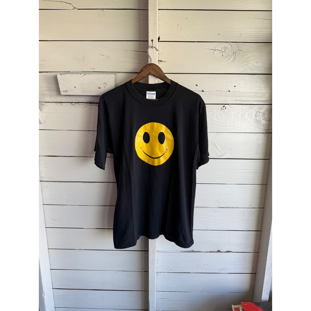 Vintage Gildan Ultra Blend Smiley Face Big Poppa Pete T-Shirt Black Large y2k